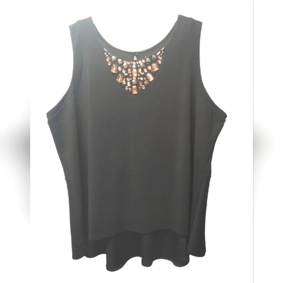 Lane Bryant Embellished Tank Top Woman Plus 4X 5X Textured Black Rockabilly Goth - Picture 1 of 8
